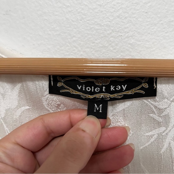 VINTAGE Made in USA Violet Kay White Floral Maxi Dress slip dress Size Medium - Picture 2 of 11